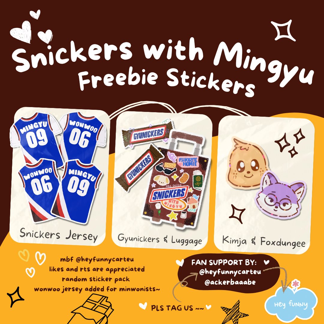 heyfunnycart 🐶🐱🏠 Snickers with Mingyu Freebies tweet media