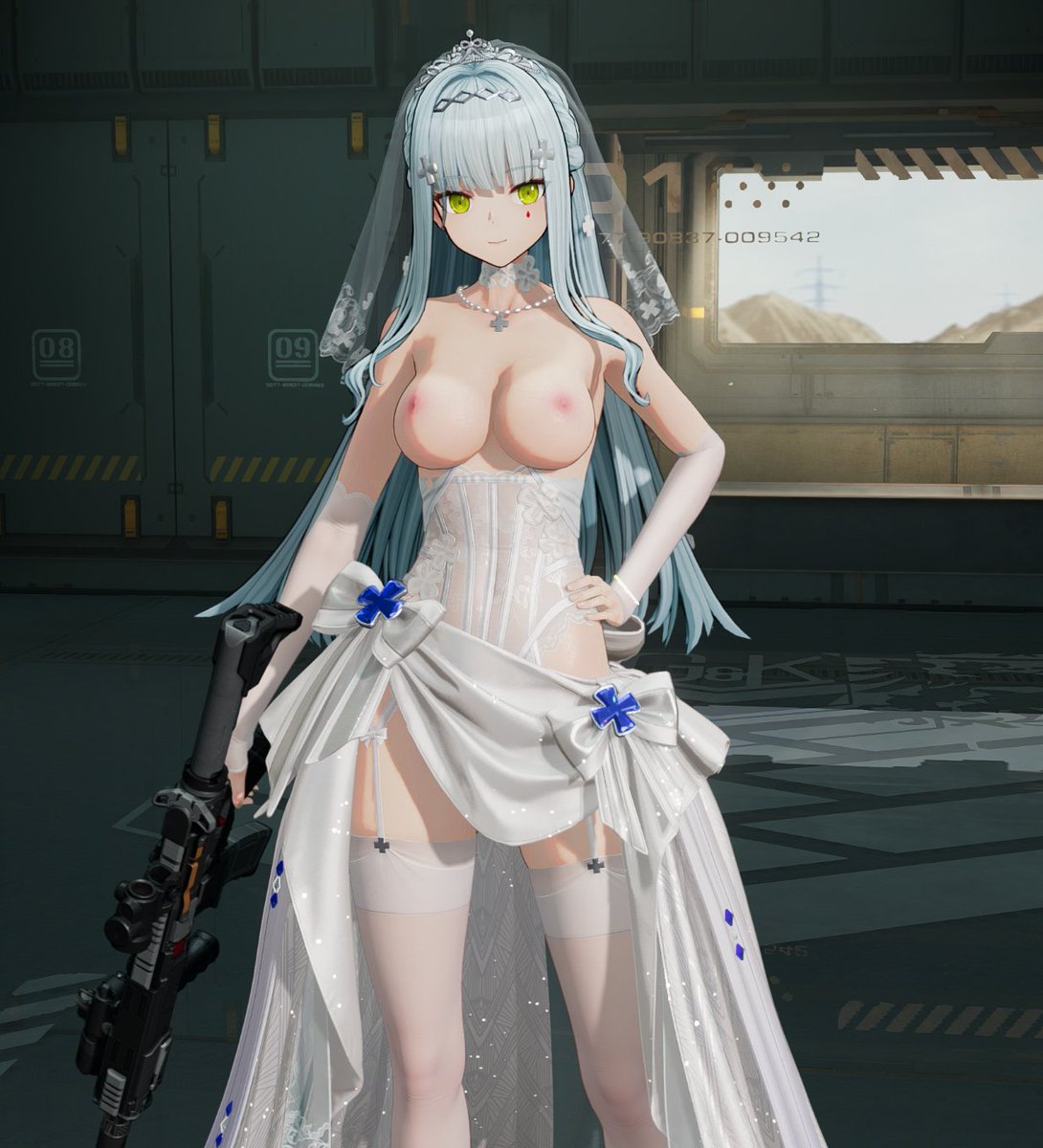 jerry880904's tweet photo. Klukai’s wedding dress 
Press 'N' to switch
可露凱婚紗 按N切換
#ドルフロ2 #GFL2EXILIum #少女��线2 #소녀전선 #소녀전선2 #Klukai #HK416 https://t.co/FsN1dPZZaS