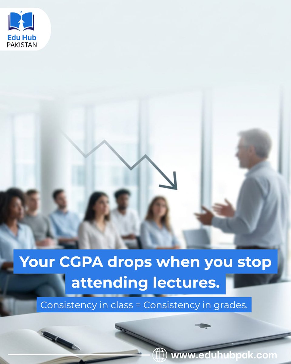 eduhubpak's tweet image. Skipping one class feels harmless… until it becomes your whole semester 😬
GPA = Discipline &amp;gt; Intelligence 🎯
#StudyGram #UniProblems #PakistaniStudents #GPAHacks #EduHubPak #EduHubPakistan