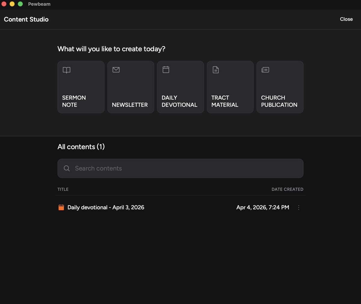 darasoba's tweet image. One sermon. Five pieces of content. Zero extra work.

Pewbeam's Content Studio turns a pastor's message into: 

→ Daily devotionals 
→ Sermon notes 
→ Church newsletters 
→ Tract materials 
→ Newsletter

Your pastor preached it. We packaged it: pewbeam.com/download