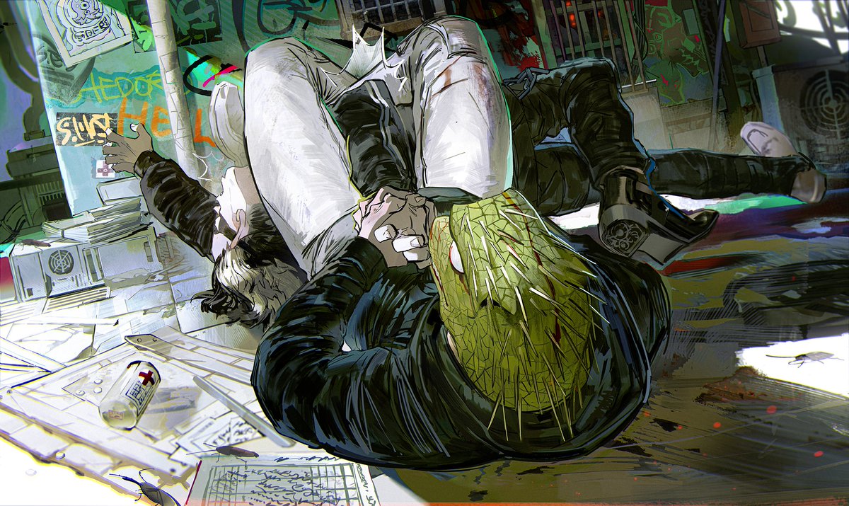 之前看漫画会川在课堂出场的时候，就一直想试试画开曼做柔术的动作。（感觉大腿画得还是不够饱满！