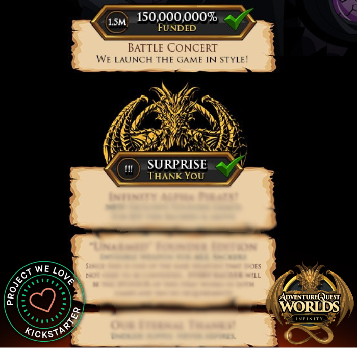 ArtixKrieger's tweet image. New rewards, new memories, and new legends unlocked in Infinity's final Stretch Goal!  Thank you for your support, your excitement, and for making this journey so special. Check 'em out at kickstarter.com/projects/artix… 
Battle on! ~Beleen #aqw #infinity #kickstarter