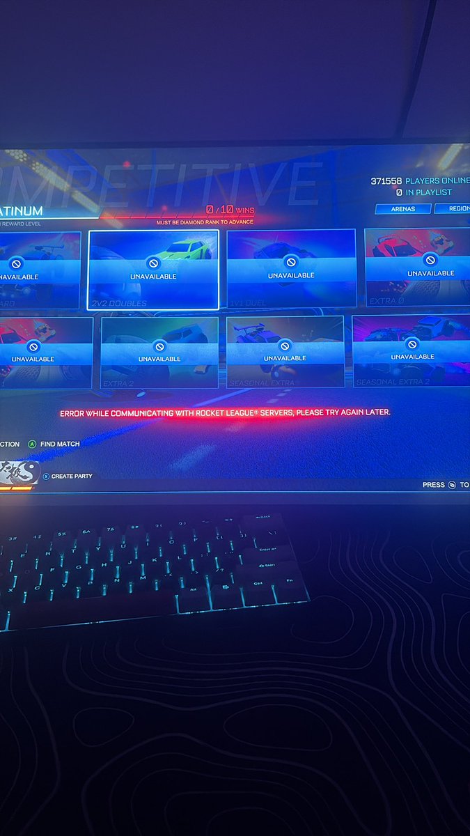 Toxiccloaxy's tweet photo. @RL_Status  fix ur game u useless bastards problems every fucking week😂😂 if use cant keep it running normally sell it to someone https://t.co/1EpbBoKxAx