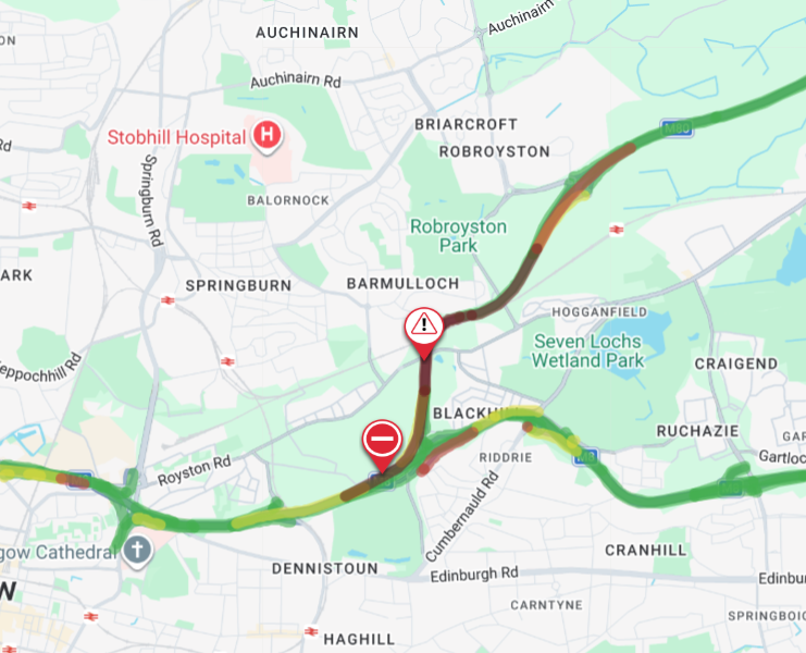 trafficscotland's tweet photo. UPDATE❗️⌚️16:38
🛣️#M80 Junction 1-2
⛔️The #M80 Junction 1-2 now CLOSED due to a road traffic incident with no access currently from the #M8
🚔Emergency services are at scene
❗️Traffic slowing from the #M8 this afternoon - #ExpectDelay
@SWTrunkRoads https://t.co/rsp36ho51v