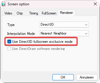 JaimersSTG's tweet image. Weird things going on in PC-98 emulation land.
After the May 4th 2021 build of Neko Project 21/W (rev81), the exclusive fullscreen option is just gone. 
This used to cut 1 frame of input lag but that's just not an option anymore for some reason.