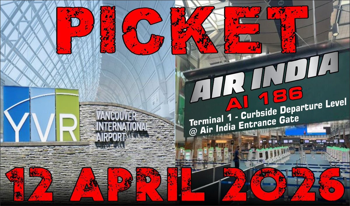 SFJGenCounsel's tweet photo. BREAKING 🔥

SFJ's OPEN LETTER TO:
HINDU TEMPLES, 
HINDU ORGANIZATIONS & 
HINDU CANADIANS

Subject: Shutdown Air India Operations in Canada -
Canada Should Investigate India’s Role in Kanishka Bombing

Sikhs For Justice (SFJ) writes to you today with a matter of profound national importance to Canada. “INDIA BLEW UP A 747, NO LESS…”— These are the exact words of former CIA officer and whistleblower John Kiriakou, speaking on The Chris Hedges Report. He has publicly disclosed what SFJ has maintained since 2010: the Indian government orchestrated the bombing of Air India Flight 182 (Kanishka) on June 23, 1985, which killed 329 innocent people — the vast majority of them Canadian citizens.

For forty years, Canadians were told that Khalistan supporters were responsible. Now an American intelligence insider has confirmed the truth: the Indian government itself was behind this massacre, the deadliest aviation attack in Canadian history. The John Major Commission report contained glaring discrepancies, including the expulsion of Indian diplomats Surinder Malik, Brij Mohan Lal, and Davinder Ahluwalia — identified as the suspected masterminds — yet the Indian government’s direct role was never fully investigated.

Air India is not merely an airline. It is a daily reminder of an unresolved mass killing of Canadians by the Indian state. Every Air India flight departing from Canada reopens the wounds of 329 Canadian families who lost loved ones at the hands of terrorism orchestrated by Indian State.

We have therefore launched a campaign to SHUTDOWN Air India operations in Canada until full accountability is achieved for the Kanishka bombing.

As part of this campaign, SFJ is issuing a formal PICKET call for April 12, 2026, specifically targeting:

Air India Flight AI 186

Route: Vancouver to Delhi

Location: Vancouver International Airport

This picket is a peaceful, lawful protest to demand that Canada stop normalizing the operations of an airline tied to the mass murder of its own citizens.
For decades, some sections of the Indo-Canadians community and sections of the media have actively deflected attention away from the Indian government’s role in the bombing. With the CIA whistleblower’s disclosure now public, that era of misdirection must end. The truth is out: “India blew up a 747, no less.”

We call upon the leadership of Hindu temples in Canada to acknowledge this new evidence and support the demand for justice. Canadians must choose truth over silence. Continued Air India operations in Canada only erase accountability for what the Indian government did to 329 Canadian families.

Every temple has a moral responsibility to stand on the side of truth, especially when the victims were overwhelmingly Canadian.

We urge you to publicly support the shutdown of Air India operations until the Government of Canada conducts a full, independent investigation into the Indian state’s role in the Kanishka bombing.

SFJ remains committed to peaceful advocacy and the pursuit of justice for the victims of June 23, 1985.

In solidarity for truth and justice for the victims of the Kanishka Bombing.