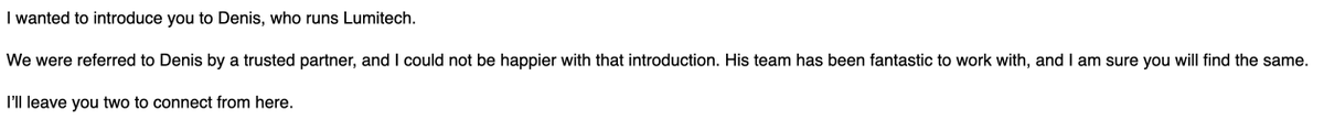 That’s what a real partnership looks like and how our lead generation works in 2026.

1. We started with one founder in Toronto (health &amp; wellness AI) back in Feb 2025
2. He referred us to his brother (fintech) a few months later
3. His brother referred us to another founder in