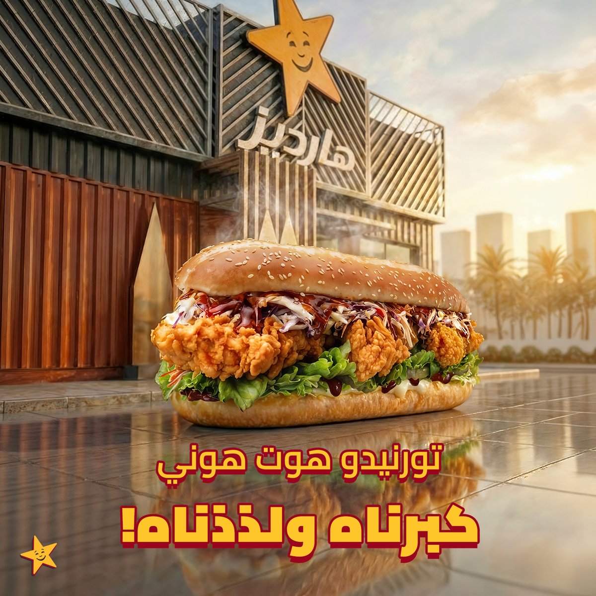 hardees_ksa's tweet image. تورنيدو هوت هوني بحجم أسطوري ورهابة تخليك تعيد حساباتك مع كل لقمة 🍔🍯​

#Hardees
#هارديز
