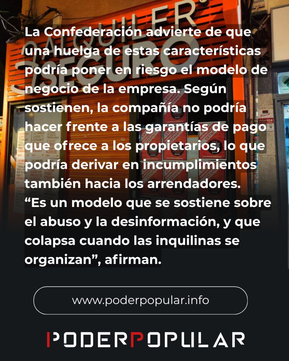 PoderPopularWeb's tweet photo. 💥 H𝐮𝐞𝐥𝐠𝐚 𝐝𝐞 𝐚𝐥𝐪𝐮𝐢𝐥𝐞𝐫𝐞𝐬 𝐜𝐨𝐧𝐭𝐫𝐚 𝐀𝐥𝐪𝐮𝐢𝐥𝐞𝐫 𝐒𝐞𝐠𝐮𝐫𝐨

La Confederación de Sindicatos de Inquilinas impulsa una campaña estatal para una huelga de alquileres contra Alquiler Seguro.

📰 Noticia completa: https://t.co/7k2V39DSEp https://t.co/FJsS9Up535