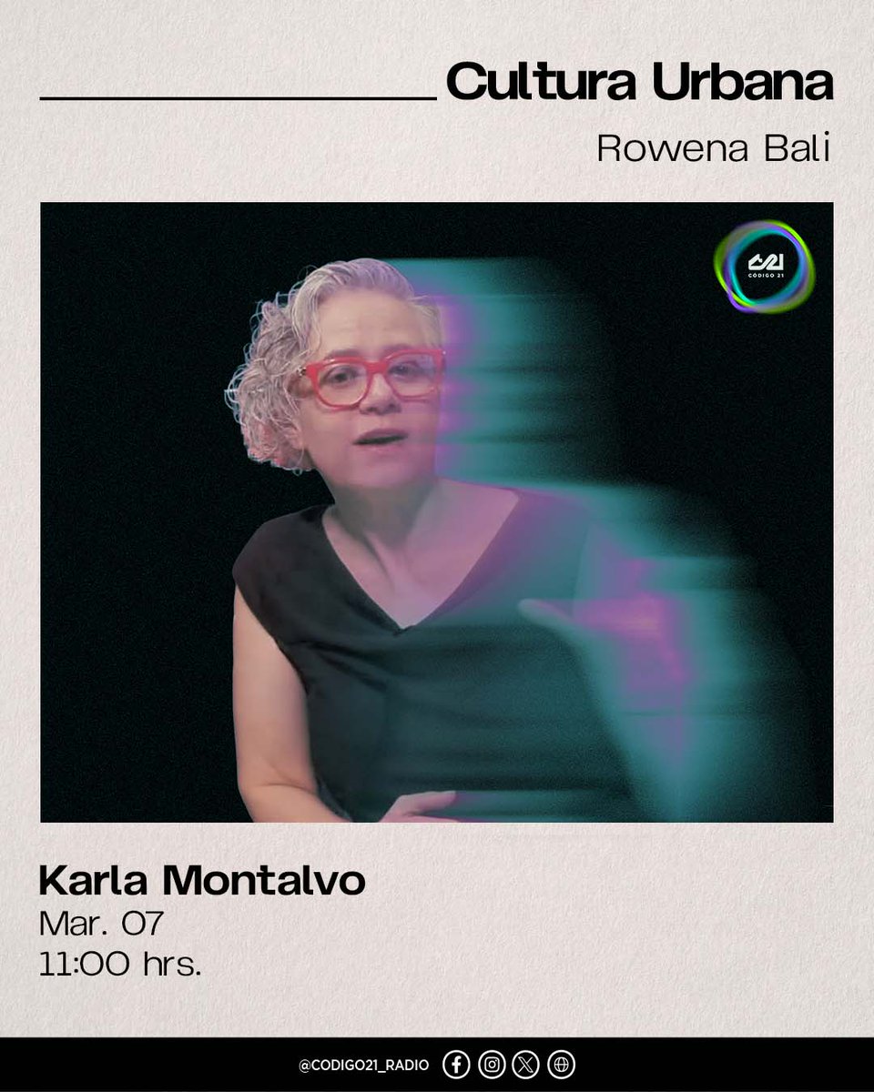 codigo21_radio's tweet photo. 📚🌀 ¿De dónde nace una catástrofe?
Karla Montalvo llega a #CulturaUrbana con @rowenabali para hablar de su libro “La génesis de la catástrofe” ✨

🕚 11:00 hrs.
🔗 https://t.co/5Xi3ppWOZh | https://t.co/kXMehXYcOx
#LoQueTienesQueEscuchar https://t.co/SF7l7d32HC