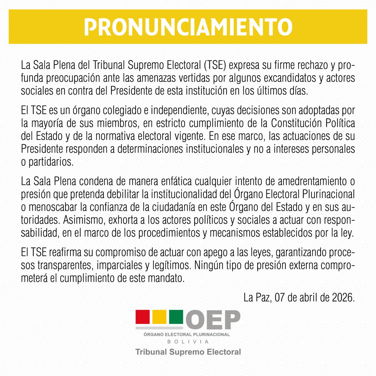 TSE Bolivia tweet media