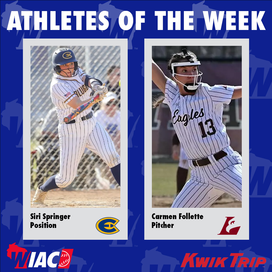 wiacsports's tweet image. #WIACSB | @UWECblugolds Springer and @UWLAthletics Follette Selected Kwik Trip Athletes of the Week: bit.ly/3Oqn9xO

#ExcellenceInAction
#d3sb