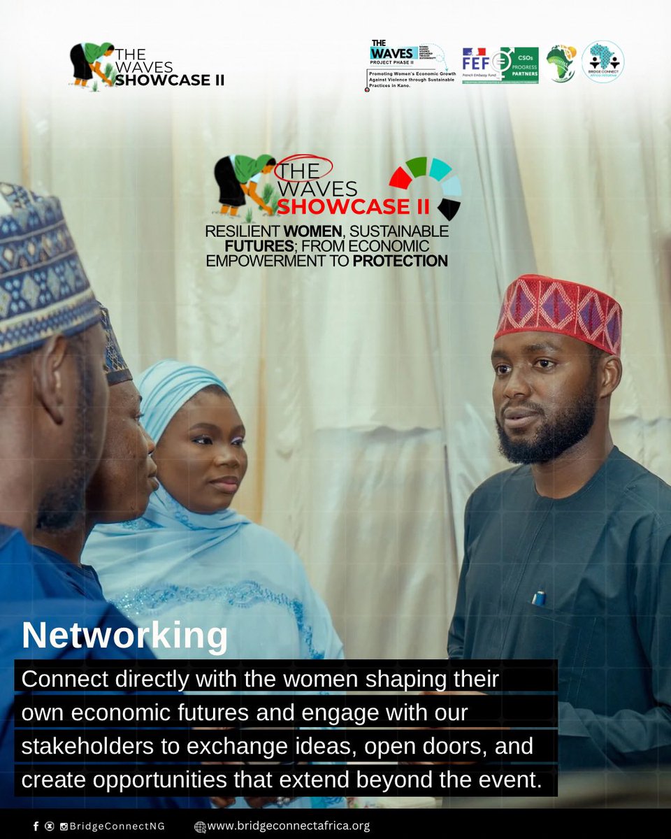 BridgeConnectNG's tweet photo. Are you ready for an inspiring experience that brings stories of resilience growth?

Here are what you should expect in the upcoming WAVES showcase, a project co-implemented by @AgrofixiNG and supported by @FranceInNigeria 

Register at: https://t.co/eETGJK1SeA https://t.co/SiKLTRpXF5
