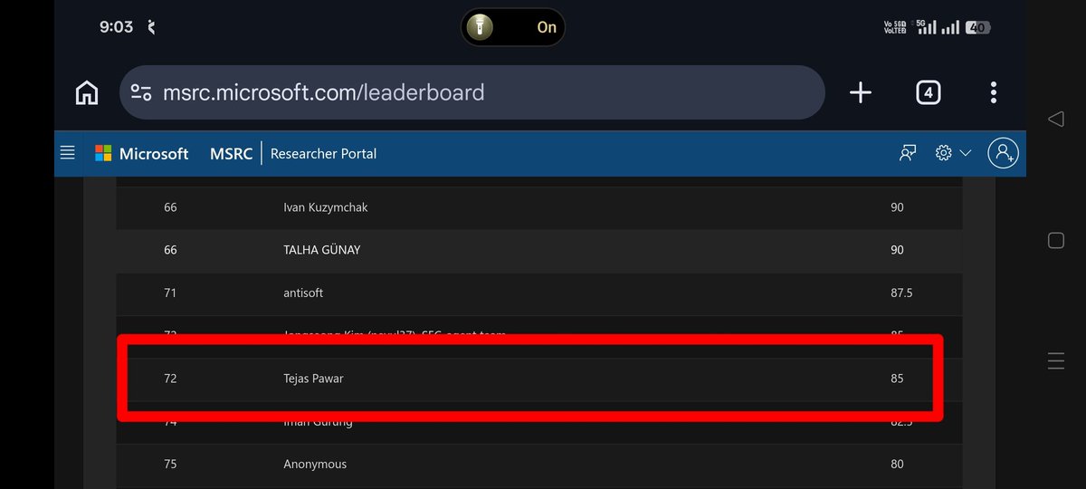 tej__1's tweet photo. MSRC Q1 Leaderboard 2026
@msftsecresponse https://t.co/Wj4ET6zZzf