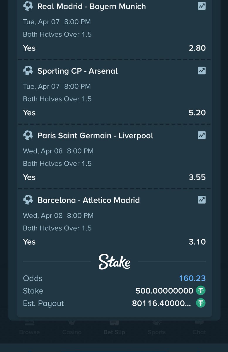 Mrbankstips's tweet photo. UCL tips on Stake 

160 odds https://t.co/7aTJ3eb8Pw

10 odds https://t.co/AYNauOFr37

Play on stake via link https://t.co/65ivS3Rsjb

Promo code banks 

Bet responsibly 🔞 https://t.co/otLO6RNqvM