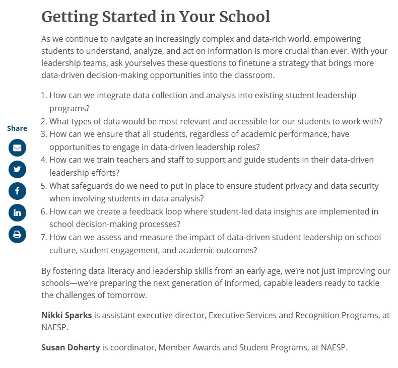 PrincipalProj's tweet photo. "When students use data to inform school decisions, they’re essentially participating in a microcosm of democratic society." 

Read "How Students Use Data to Lead," via @NAESP:

 https://t.co/mmkxvjTBaX https://t.co/NC0SVNLc03