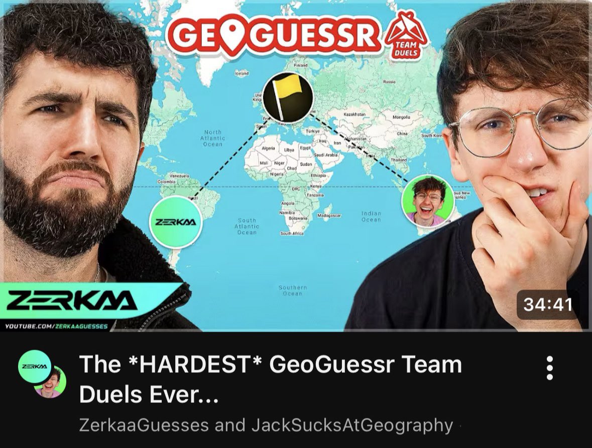 jsal_updates's tweet photo. 👥 | 𝗡𝗘𝗪 𝗖𝗢𝗟𝗟𝗔𝗕 𝗩𝗜𝗗𝗘𝗢

Zerkaa has uploaded a GeoGuessr video with Jack on his Geoguessr channel 

→ https://t.co/mzC90e5vje https://t.co/XoXdrSUpaT