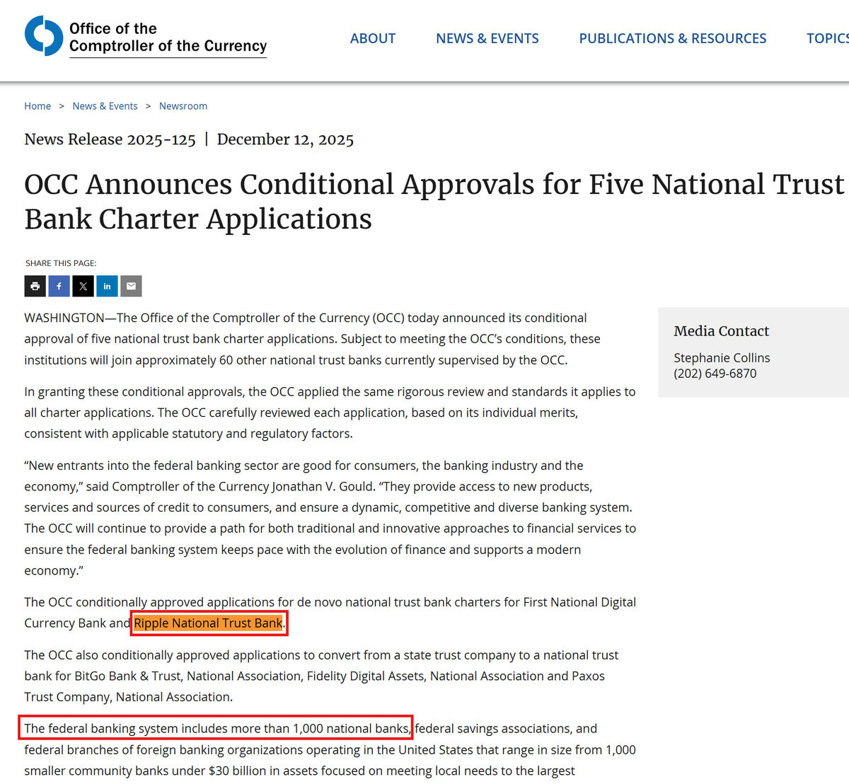 Kevin_Cage_'s tweet photo. 👀Keep an eye on #Ripple National Trust Bank Charter from the OCC

1) Ripple received conditional approval in December 2025

2) The OCC’s final rule took effect April 1, 2026 that clarified trust bank activities (including digital asset custody)

3) If Ripple meets the pre-opening requirements by the OCC (AML, KYC, capital, systems), they will be LIVE

Possibly within the next 12 months ⌛️. Charter expires around June 2027 (18 months)

This would move #Ripple inside the US Banking System to become a federally regulated trust bank which would dramatically strengthen their credibility with banks, institutions, and governments. 

Making it easier than ever for institutions to hold and use $RLUSD & $XRP ✅

$RLUSD $XRP #XRPCommunity