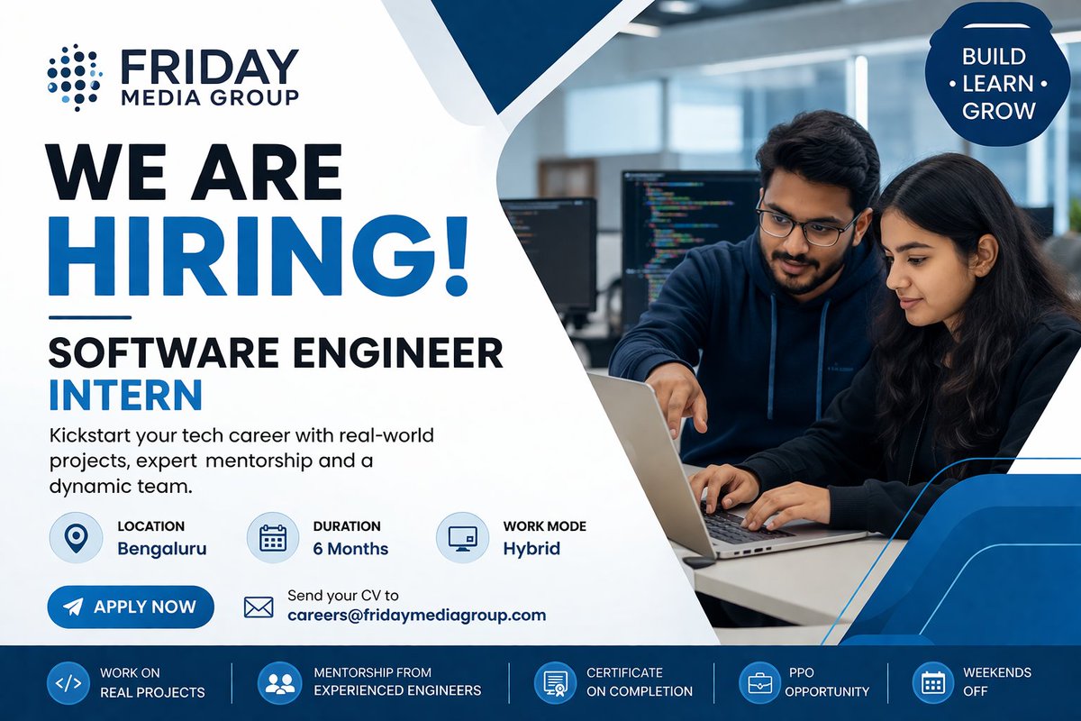 software24334's tweet photo. Friday Media Group Hiring Software Engineer Intern | Apply Now

https://t.co/cyrcwW1IKV https://t.co/LBkb8X8F5u