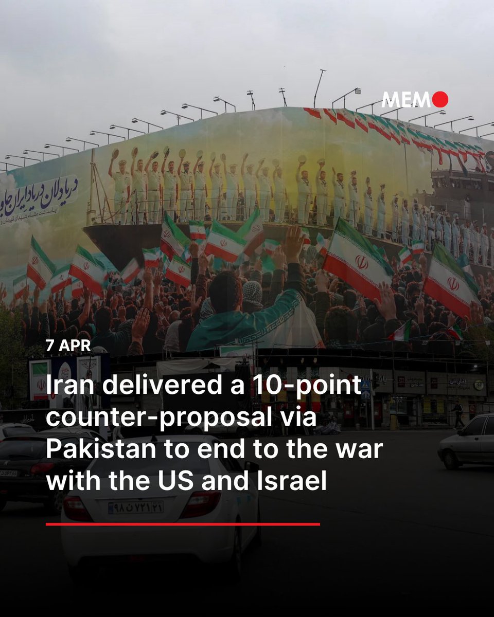 MiddleEastMnt's tweet photo. Iran communicated a 10-point counter-proposal via the Pakistani mediator, stating that it will only agree to an end to the war with the United States and Israel if provided with assurances that it will not be attacked again, according to Iran’s state news agency IRNA on April 6.

Here is what the proposal contains.