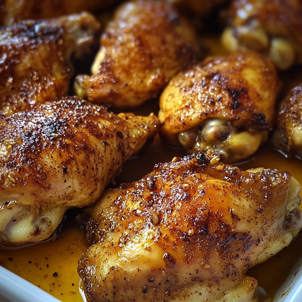 summer_food's tweet photo. Honey Baked Chicken

INGREDIENTS:

1/3 cup honey
1/4 cup low sodium soy sauce
1/4 cup finely chopped green onions
2 tablespoons cooking oil vegetable oil or canola oil
1 1/2 tablespoons garlic minced (or 4 large cloves garlic, minced)
1 tablespoon white vinegar (apple cider or rice wine vinegar — OPTIONAL)
1 teaspoon sesame oil OPTIONAL
3/4 teaspoon fresh minced ginger
2 1/2 pounds (1.2 kg) chicken thighs (skinless, boneless)
Salt and pepper to season
Fresh chopped parsley to garnish
DIRECTIONS:

In a shallow bowl, combine honey, soy sauce, green onions, cooking oil, garlic, vinegar, sesame oil, and ginger. Mix well and set aside.
Pat chicken dry with a paper towel. Trim off any excess fat. Season with salt and pepper then transfer chicken to the bowl with the marinade.
Cover and marinate chicken for at least 30 minutes if time allows (or overnight).
Preheat the oven to 425°F (220°C).
Transfer chicken along with the marinade to a cast-iron skillet or baking dish. Bake for 20-25 minutes, flipping twice while baking to ensure the chicken doesn’t dry out on top.
Broil for 5 minutes at high heat until golden browned and slightly charred on the edges. The chicken should have an internal temp of 165°F (or 70°C).