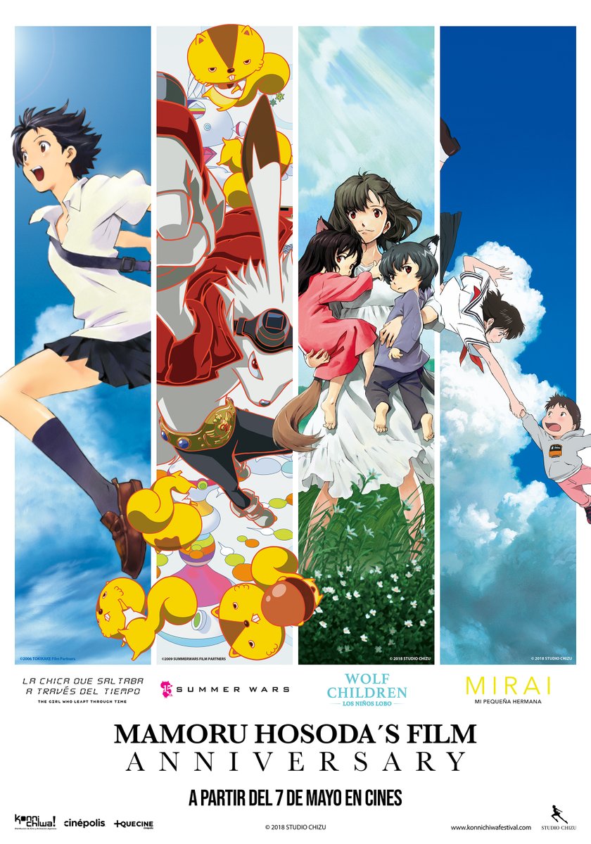 ¡Cuatro clásicos de Mamoru Hosoda llegan a Cinépolis a partir del 7 de mayo!

⏳ La chica que saltaba a través del tiempo
👶 Mirai
💻 Summer Wars
🐺 Wolf Children

¿Cuál es el que más esperas ver? La preventa inicia este 14 de abril.