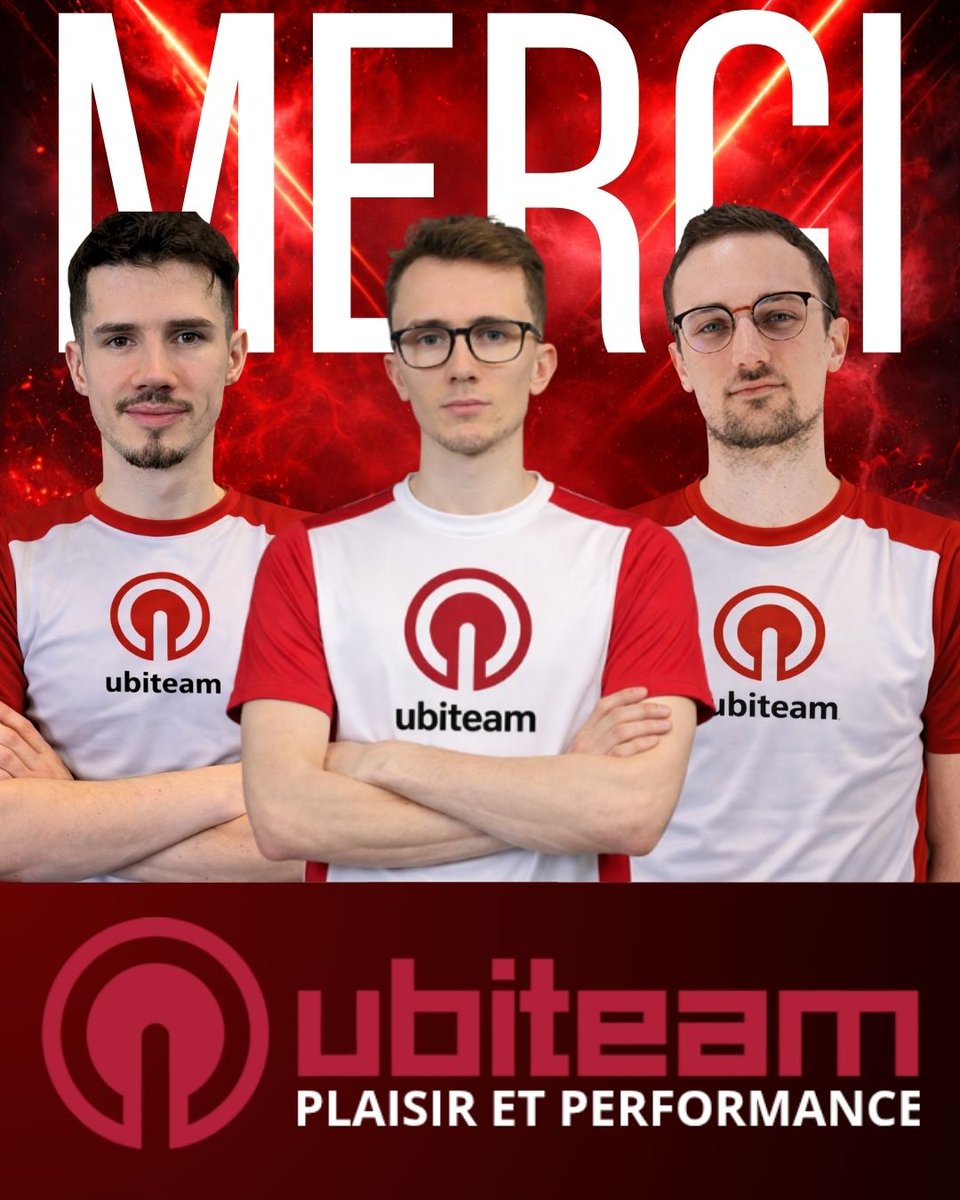 UBITEAM's tweet photo. 🔙 Nous remercions chaleureusement @F4_NAT, @NinO_C35 et @GatsH_18 pour avoir fièrement représentés nos couleurs pendant presque 4 mois. Bonne route messieurs ♥️ https://t.co/wNgexGkUAb