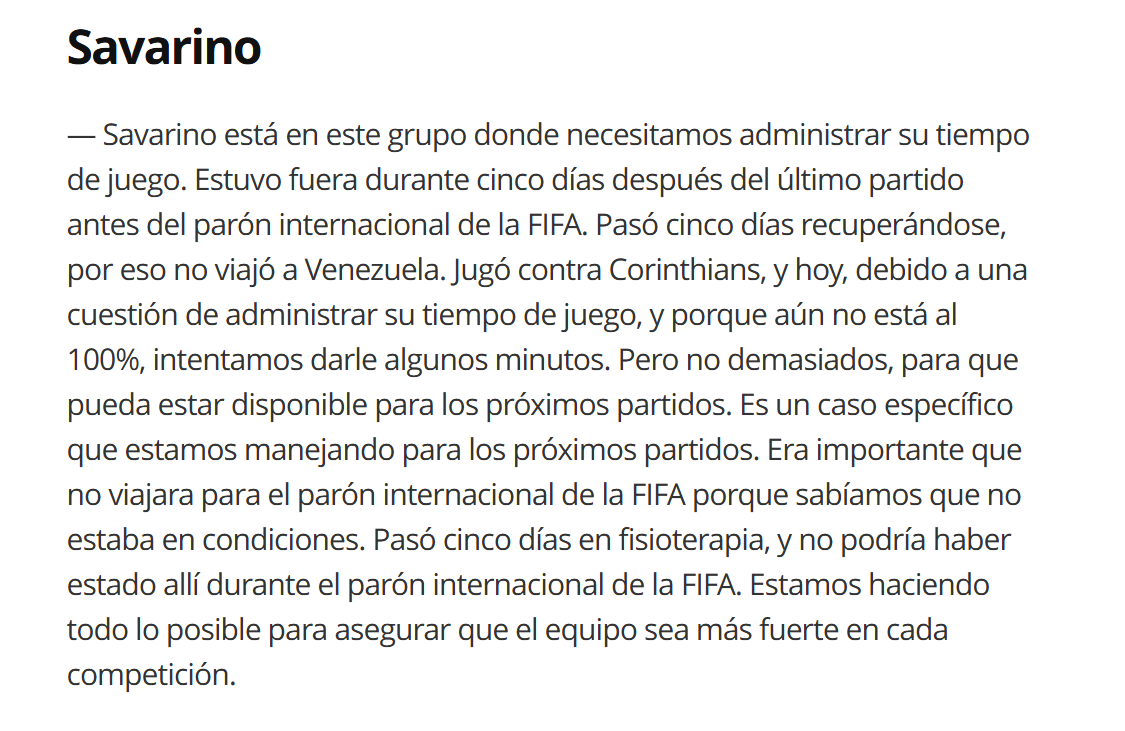 Fluminense, con los venezolanos Soteldo y Savarino en su plantel, se mide hoy al Deportivo La Guaira en el estreno de la Libertadores. El DT del "Flu", Luis Zubeldía, habló sobre el estado de forma de Savarino, tras el empate (1-1) ante Coritiba, en el que Jefferson fue suplente