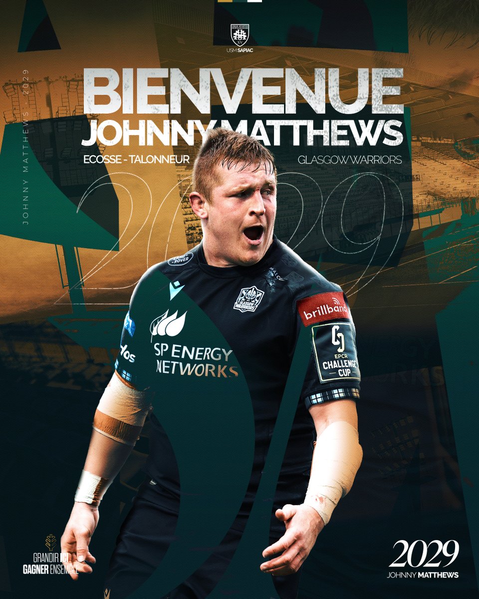 UsmSapiacRugby's tweet image. 𝘔𝘈𝘛𝘛𝘏𝘌𝘞𝘚 𝘦𝘴𝘵 𝘚𝘢𝘱𝘪𝘢𝘤𝘢𝘪𝘯 ! 🟢⚫️

Le talonneur Écossais en provenance des Glasgow Warriors, Johnny MATTHEWS, portera le maillot 𝙑𝙚𝙧𝙩 &amp;amp; 𝙉𝙤𝙞𝙧 à partir de la saison prochaine, et ce jusqu’en 2029 ! 🔥

Bienvenue à Sapiac Johnny 💪

#AllezSapiac #GreenArmy