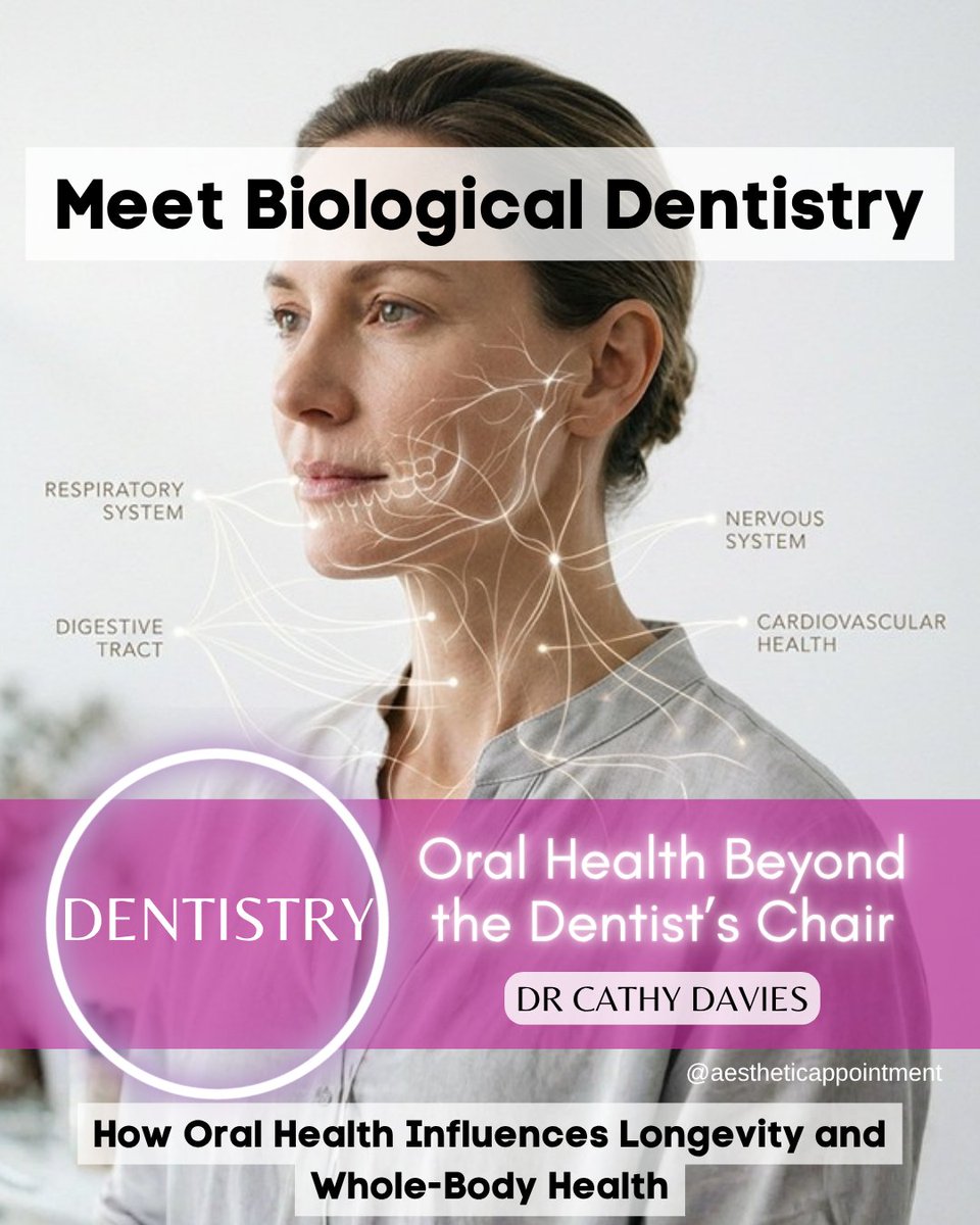 aestheticappsa's tweet image. Dr Cathy Davies shares insights from “Bye Ol’ Dentistry” on how biological dentistry and collaboration across medicine are reshaping long-term health: aestheticappointment.co.za/2026/04/dental…

#AestheticAppointment #DrCathyDavies #OralHealth #BiologicalDentistry #LongevityMedicine