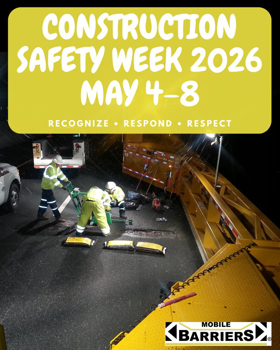 Mobilebarriers's tweet photo. 🚧 Construction Safety Week (May 4–8) is approaching.

Theme: Recognize • Respond • Respect

⚠️ Identify hazards
🛠️ Take action
🤝 Value every life

Because preventing serious injuries starts before the work begins.

#ConstructionSafetyWeek #SafetyFirst https://t.co/pHfAzkVp0Z