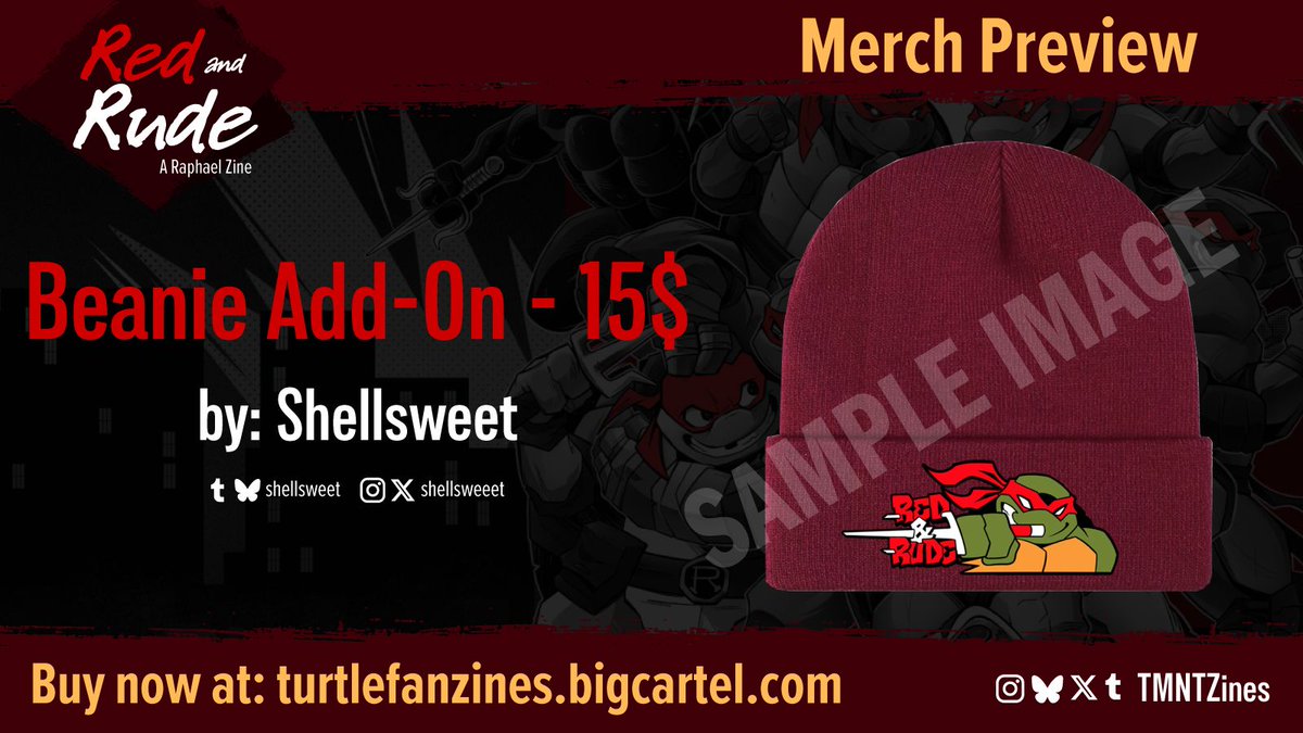 TMNTZines's tweet photo. BEANIE ADD-ON AVAILABLE 💥

Wanna have all the Raph drip? We've got your back! You can include this Raphael beanie in ANY BUNDLE purchase, even with your digital bundles!! https://t.co/cAx5wtRmMV
