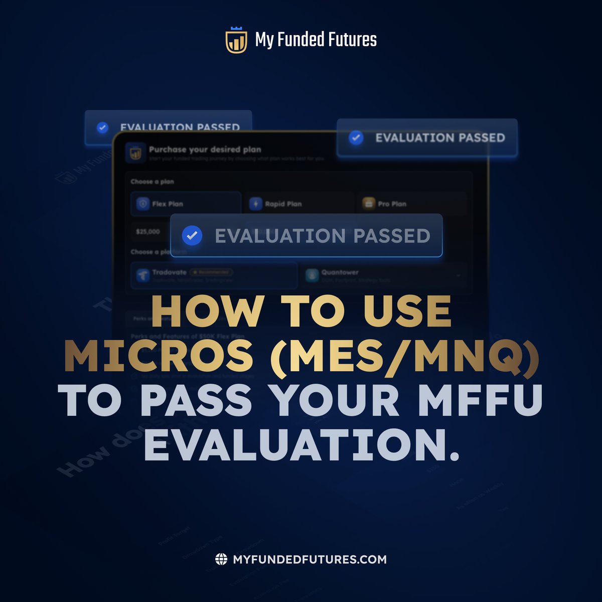 MyFundedFutures's tweet image. You don’t need size to pass an evaluation - you need control.

Micros (MES/MNQ) help you do that 👇