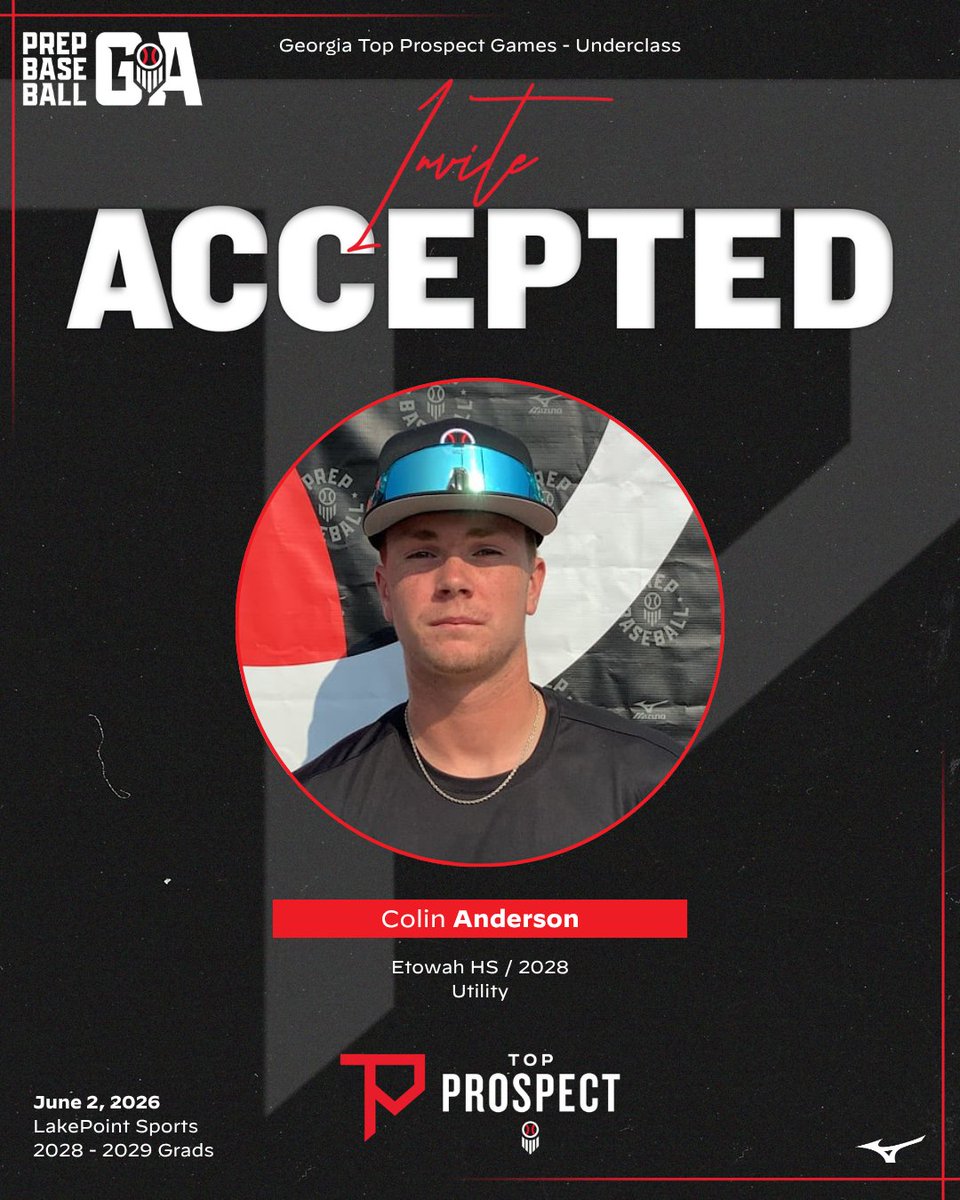 PrepBaseballGA's tweet image. 𝐓𝐨𝐩 𝐏𝐫𝐨𝐬𝐩𝐞𝐜𝐭 𝐆𝐚𝐦𝐞𝐬: 𝐔𝐧𝐝𝐞𝐫𝐜𝐥𝐚𝐬𝐬 🍑 
𝑰𝒏𝒗𝒊𝒕𝒆 𝑨𝒄𝒄𝒆𝒑𝒕𝒆𝒅 ✅ 

+ UTL Colin Anderson
+ SS Lio Garcia
+ OF Brooks DeRosa
+ OF Caelen Frederick

Roster, request an invite, event details ⤵️ 
🔗 prepbsbl.com/3MwgtNV