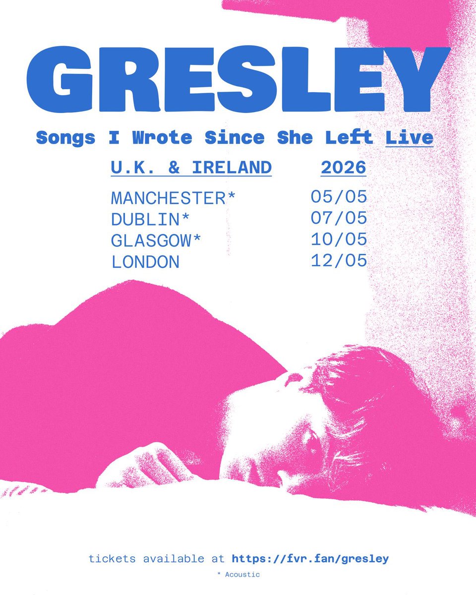 itsgresley's tweet photo. Songs I Wrote Since She Left Live

U.K. &amp; Ireland 🇬🇧🇮🇪

Tickets on sale tomorrow @ 10am (BST)

https://t.co/mBh6lScaIu https://t.co/kqn2iBn9vy