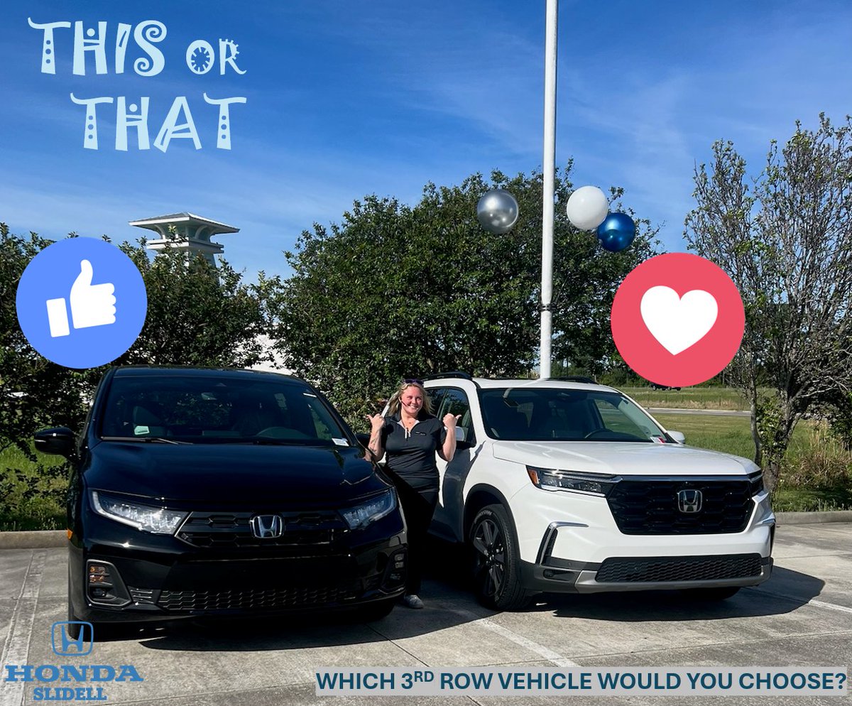 HondaOfSlidell's tweet image. This OR That Tuesdays! It's that time of the week to decide "THIS" or "THAT"! #ThisOrThat #TuesdayFun #DecisionTime #WeeklyChallenge #ChooseWisely #FunDecisions #InteractivePost #EngageWithUs #TuesdaysAreForChoices #SocialMediaFun