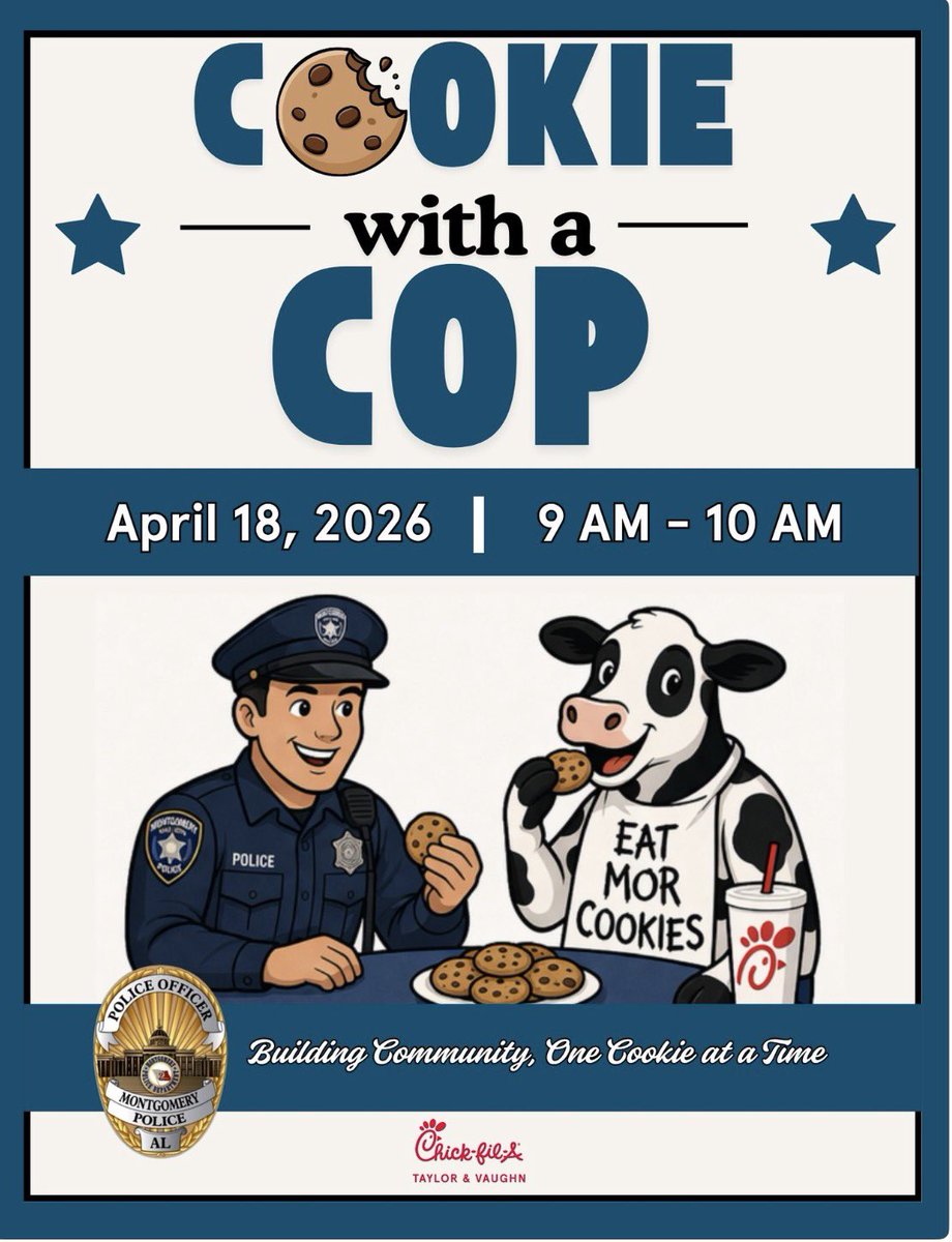 CityofMGM's tweet image. Come join Cookies with a Cop with our Police Department! 🍪👮🏽‍♂️
Good vibes, good conversations, and sweet treats! See you there! #CommunityFirst #CookiesWithACop