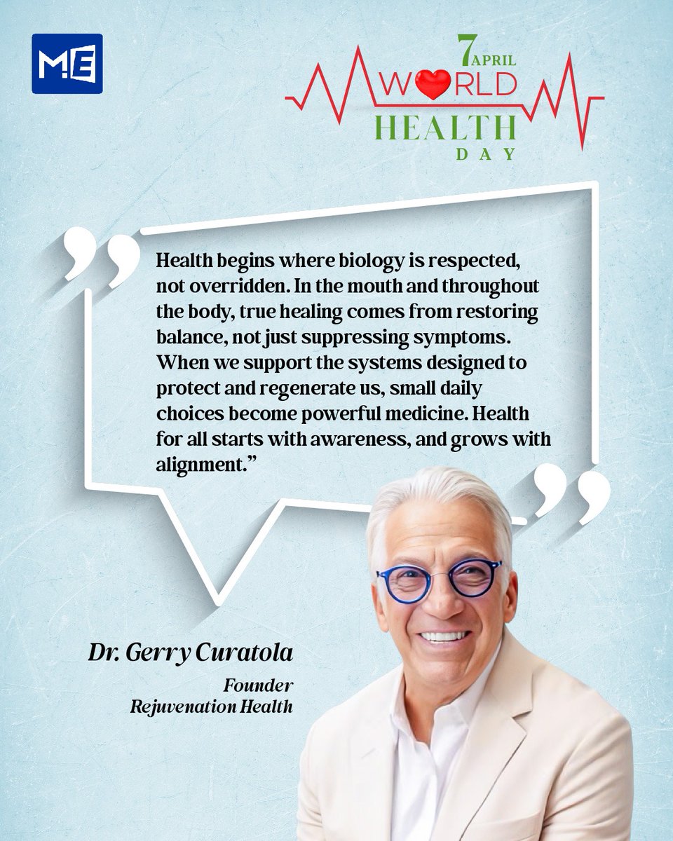 MedEdgeMEA's tweet image. 🌍 World Health Day 2026 
 Dr. Gerry Curatola Founder of Rejuvenation Health featured in Health for All.

#WorldHealthDay #GlobalHealth #HolisticHealth #HealthAwareness #HealthForAll #MededgeMEA