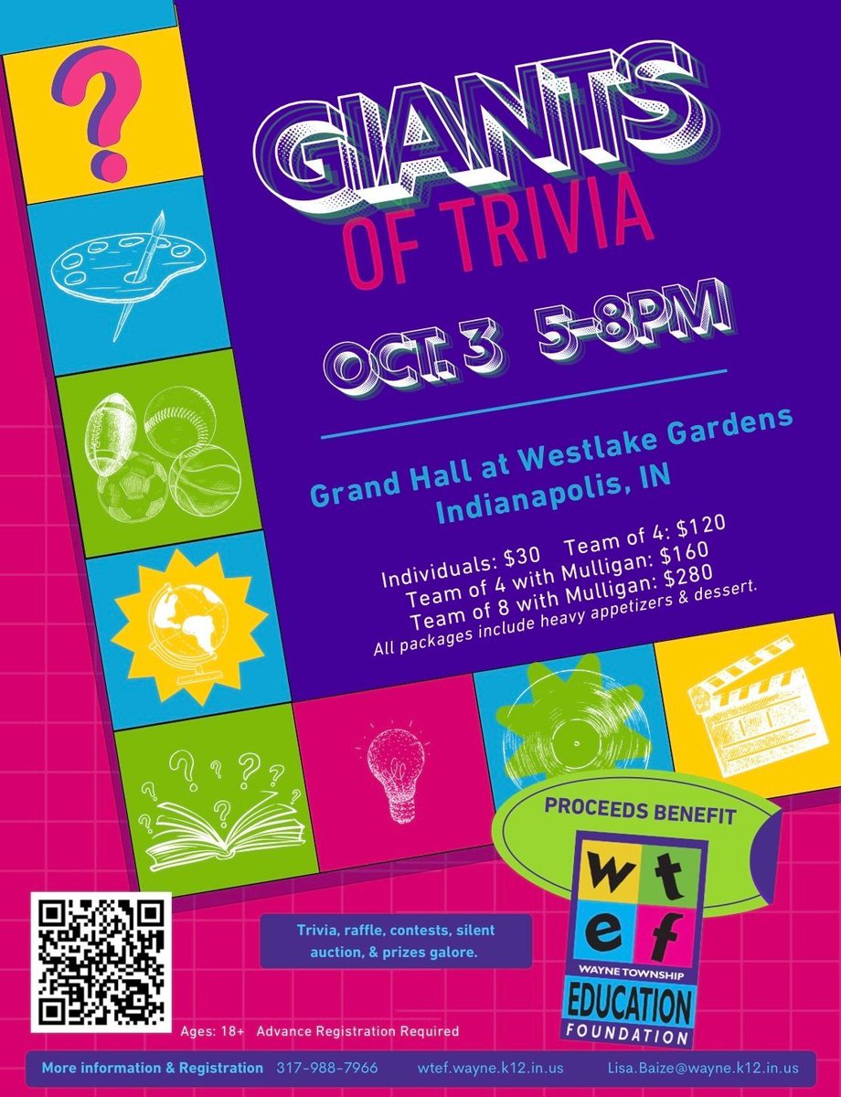*SAVE THE DATE!* Our 2026 Giants of Trivia event is set for Saturday, October 3. Mark your calendar now for this evening of fun! buff.ly/pOaz5P4 #wearewayne <a href="/WayneTwpSchools/">We Are Wayne</a>