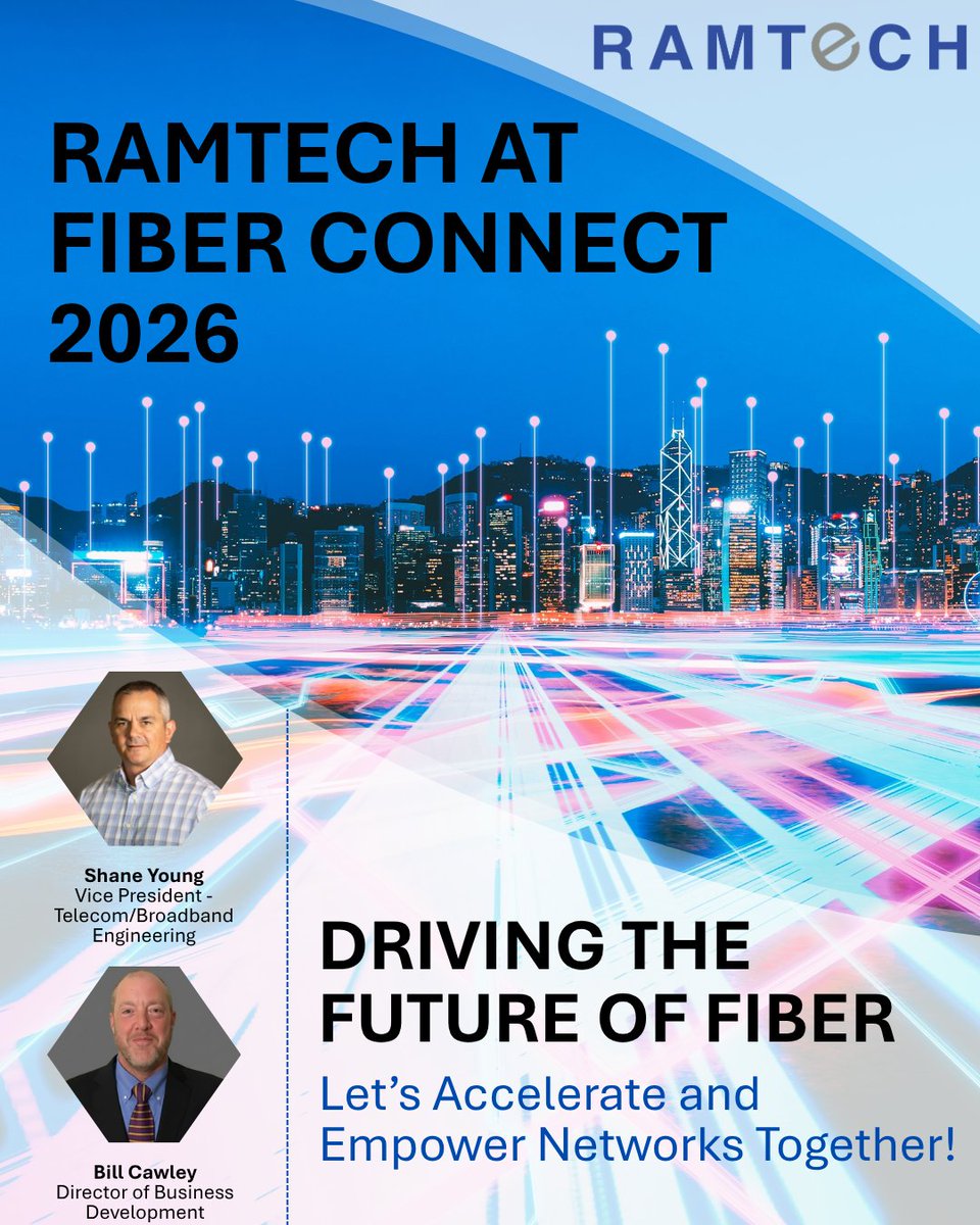 RAMTeCH_Corp's tweet photo. RAMTeCH's Telecom team will be on the ground at Fiber Connect, May 17 - 20, 2026, at the Gaylord Palms Resort &amp; Convention Center.  Attending? We’d love to connect and talk about how we’re helping organizations accelerate &amp; enhance their fiber initiatives. https://t.co/pLibw32FVw https://t.co/0yb37Iva58