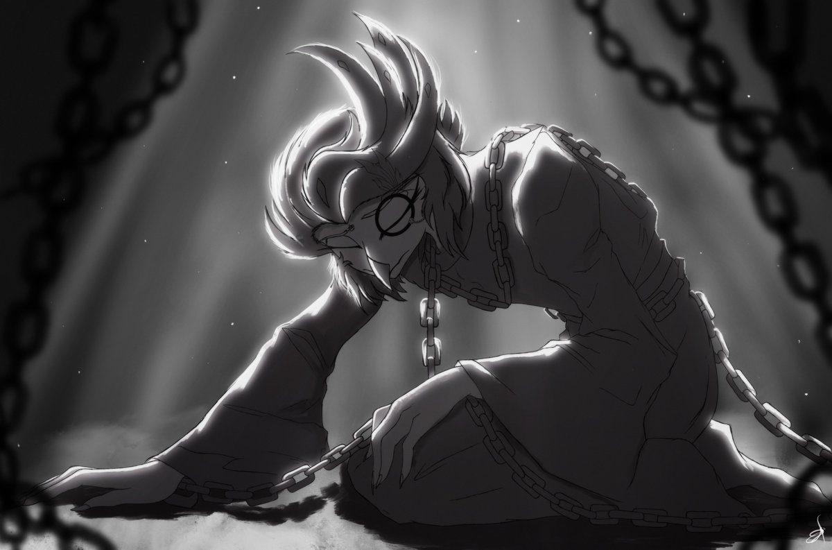 ZidaneMina's tweet photo. "Repentance is not a Punishment, it is a Privilege" - Adramelech.
Another piece of my sad demon lord.
#adramelech #helluvaboss #original_character #grayscale #avian #anthro #sketch #zidanemina #hellazona #helluvabossOC #ars_goetia #demon https://t.co/PBpJ96yYMt