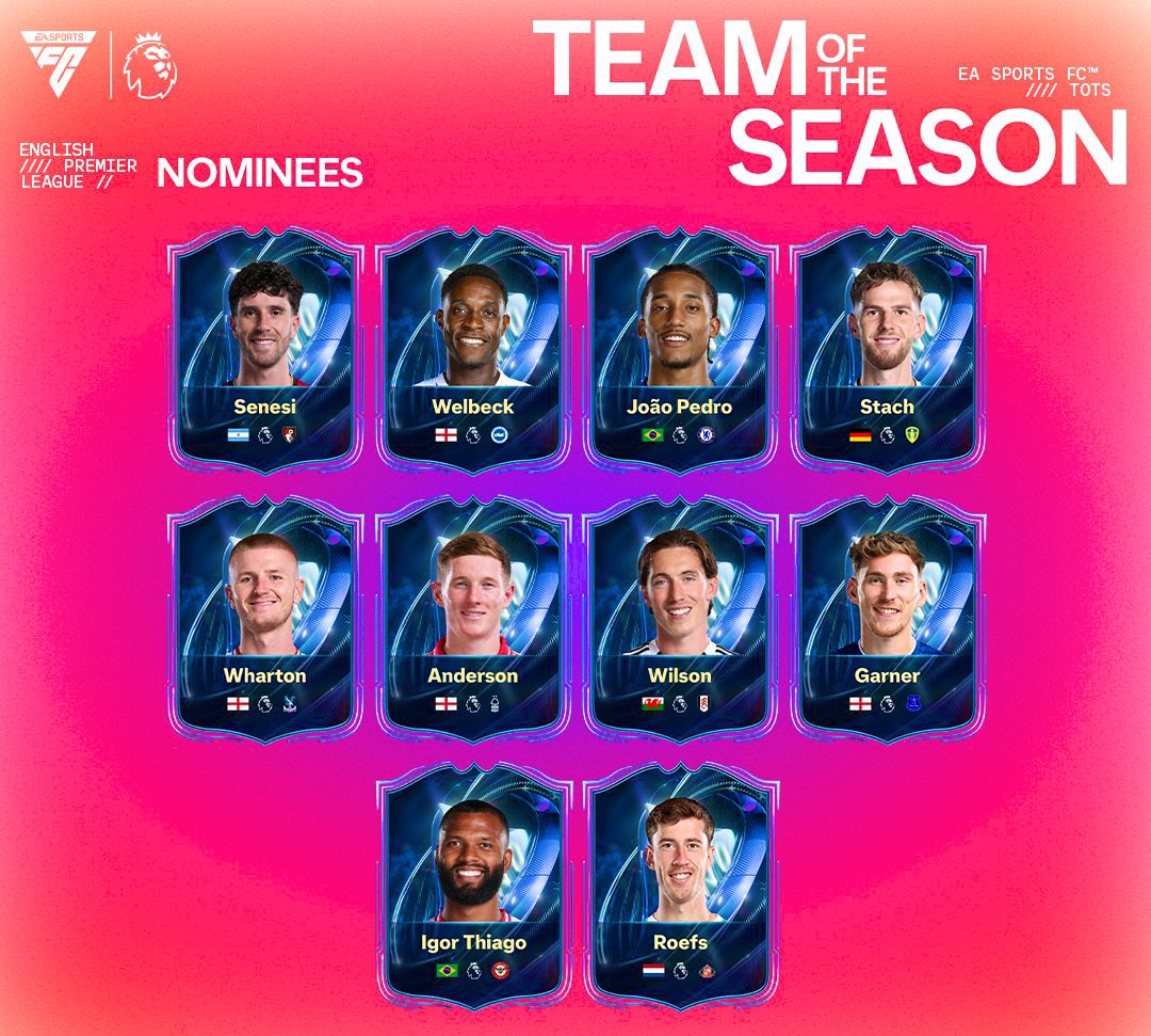 FutbolHub_'s tweet photo. 🚨𝐎𝐅𝐅𝐈𝐂𝐈𝐀𝐋: The nominees for the Premier League Team of the Season have been revealed! 🏆🏴󠁧󠁢󠁥󠁮󠁧󠁿✨ https://t.co/DYj1u7BPDS