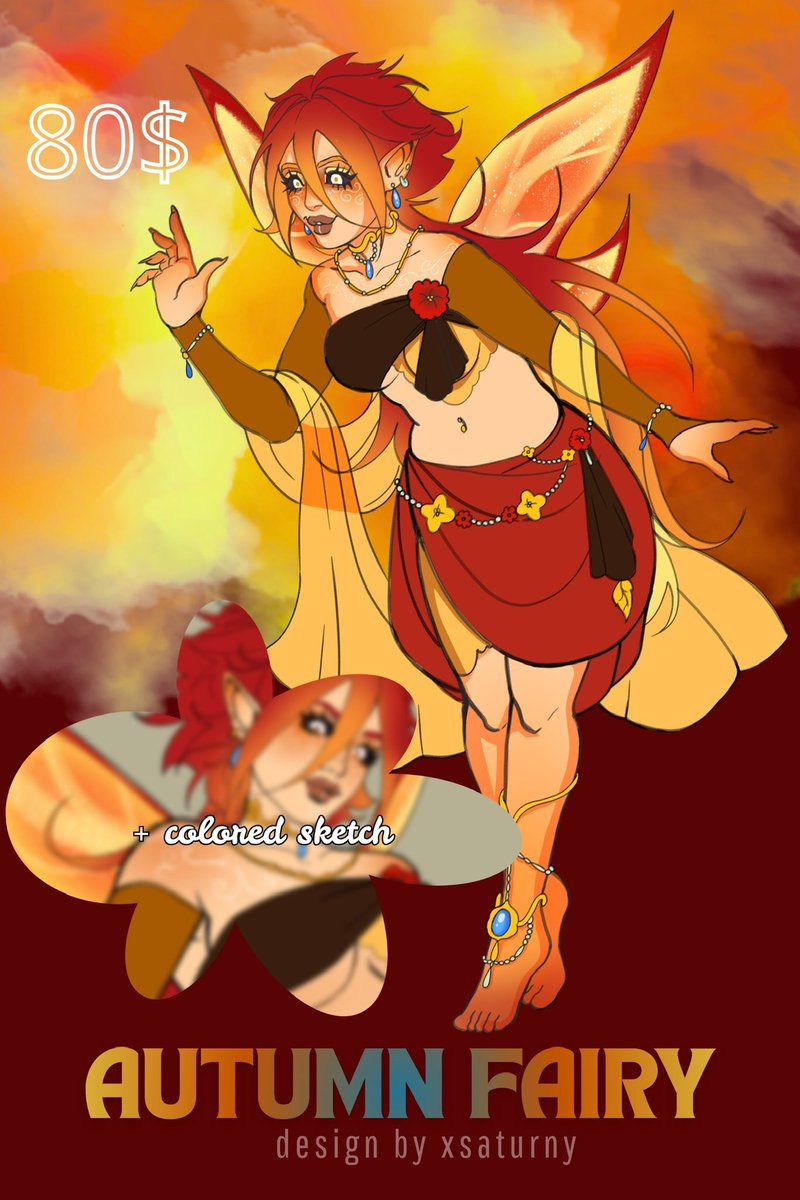 xsaturny's tweet photo. Autumn Fairy 🍁
adoptable by xsaturny

- 80$ 
- payment via paypal
- +colored sketch https://t.co/S1rOBNWfd8