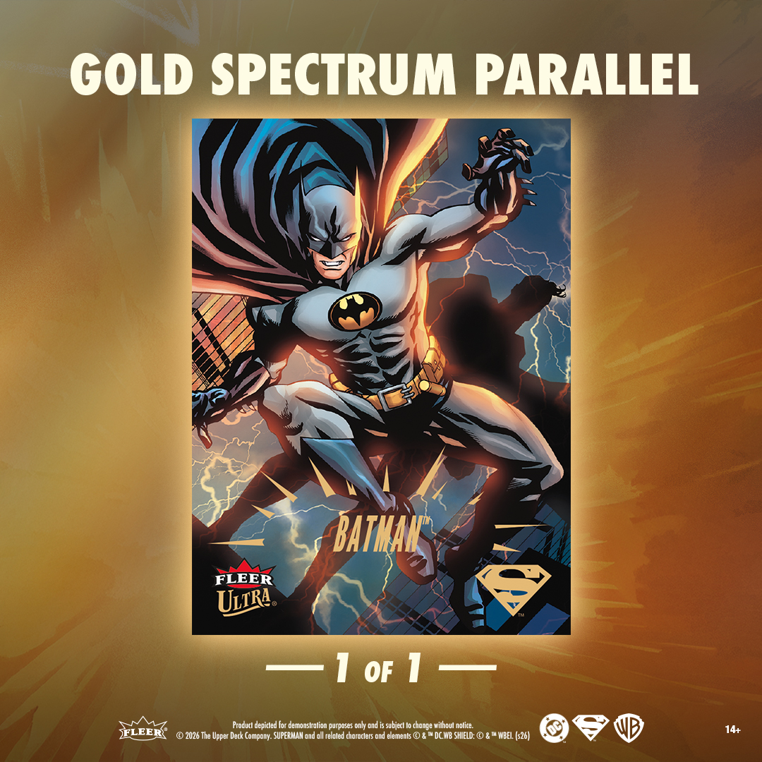 UpperDeckEnt's tweet image. Strike gold with the Fleer Ultra Superman trading card set! Chase rare 1 of 1 Gold Spectrum Parallels of your favorite heroes and villains! #dc #superman #upperdeck