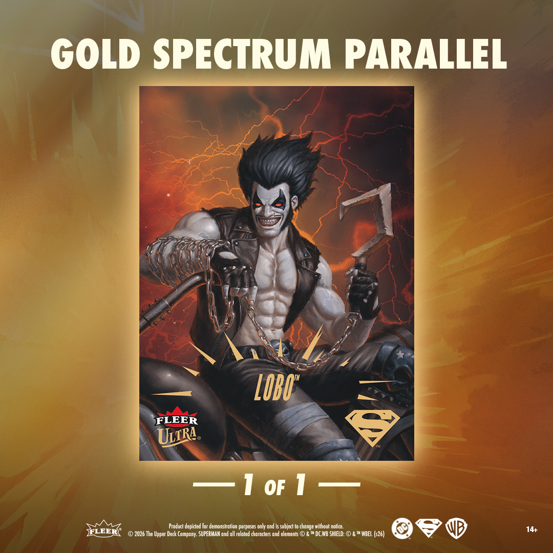 UpperDeckEnt's tweet image. Strike gold with the Fleer Ultra Superman trading card set! Chase rare 1 of 1 Gold Spectrum Parallels of your favorite heroes and villains! #dc #superman #upperdeck