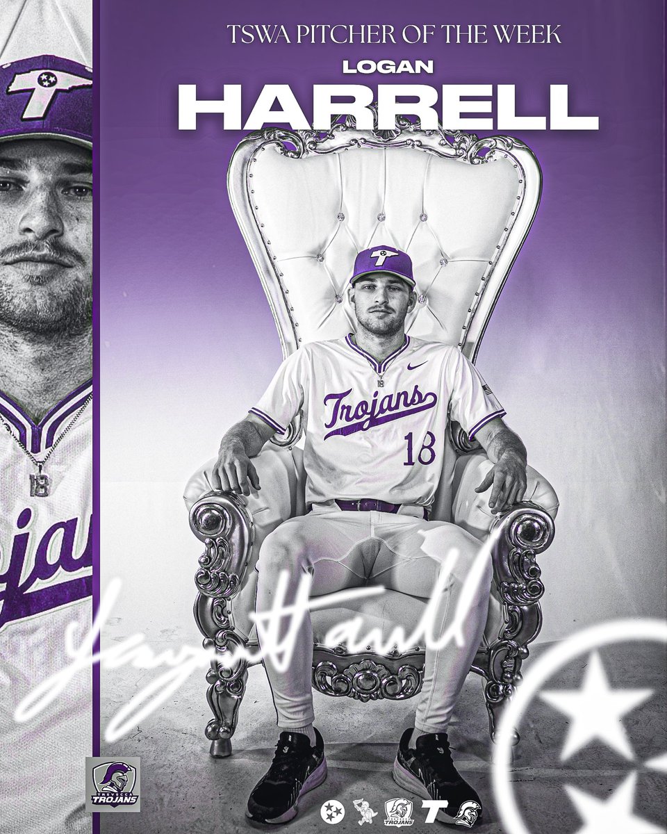 tnusports's tweet photo. 𝐓𝐒𝐖𝐀 𝐏𝐈𝐓𝐂𝐇𝐄𝐑 𝐎𝐅 𝐓𝐇𝐄 𝐖𝐄𝐄𝐊‼️⚔️

Logan Harrell has been named the @tswa Baseball Pitcher of the Week!

📲: 𝑆𝑇𝑂𝑅𝑌 𝑂𝑁 𝑇𝑁𝑈𝑇𝑅𝑂𝐽𝐴𝑁𝑆.𝐶𝑂𝑀
☔️ #PurpleReigns 
⚔️ #DefendTheHill https://t.co/xWjVFWZ1AK