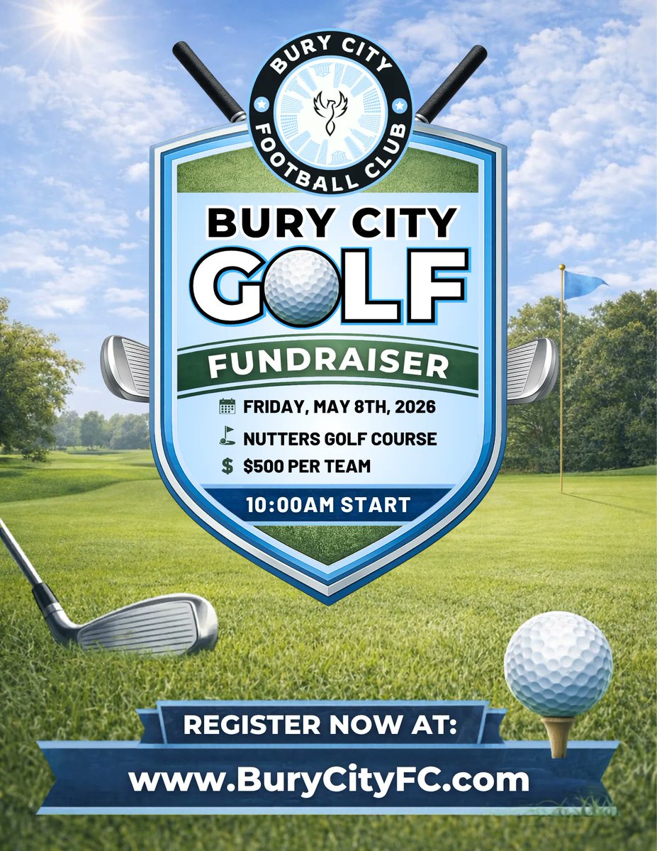 SalisburySc's tweet photo. Tee it up for a great cause. ⛳️
Join us for the Bury City FC Golf Fundraiser and help support the club on and off the field.

Learn more + register: https://t.co/J4RtKYFF0Q

#BuryCityFC #GolfFundraiser #SupportTheClub https://t.co/eerbHwrhsc