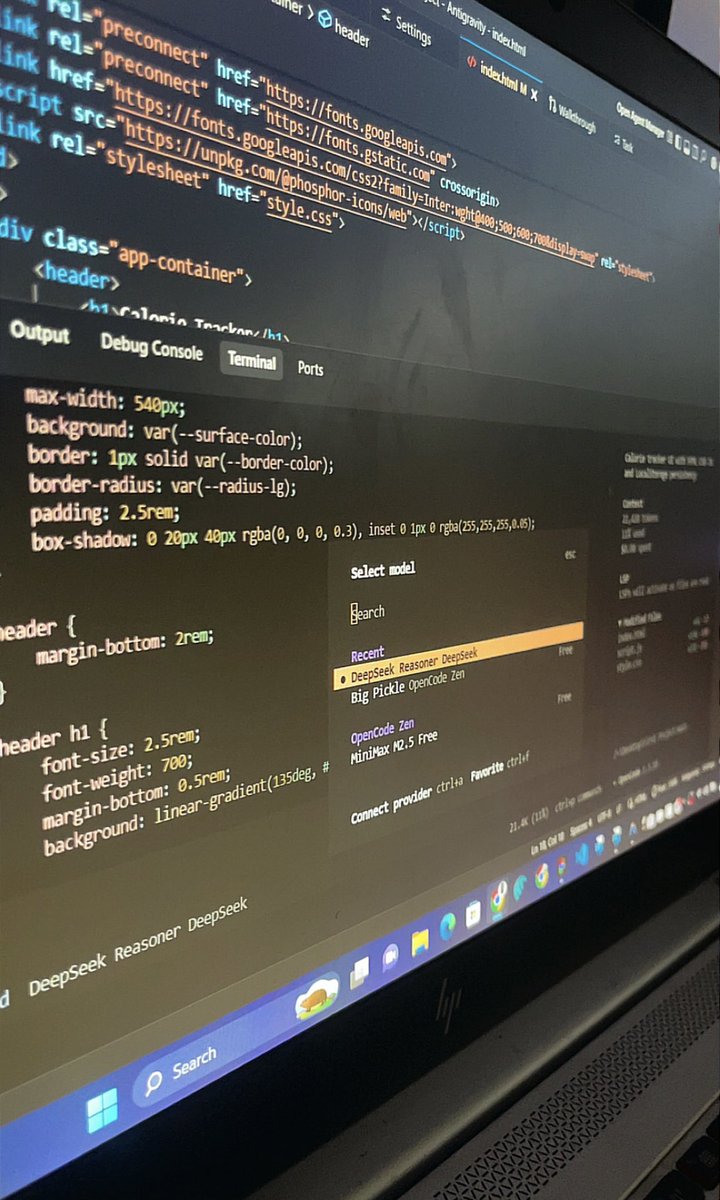 B_jhay0's tweet image. Week 2 of @devanddesignhq Design-to-MVP program is off to a solid start.

-&amp;gt; created and connected our DeepSeek API to opencode
-&amp;gt; @opencode is a solid AI agent to build with, especially if you’re on a lean budget for an early MVP 👇

#buildinginpublic #UIUX #framer