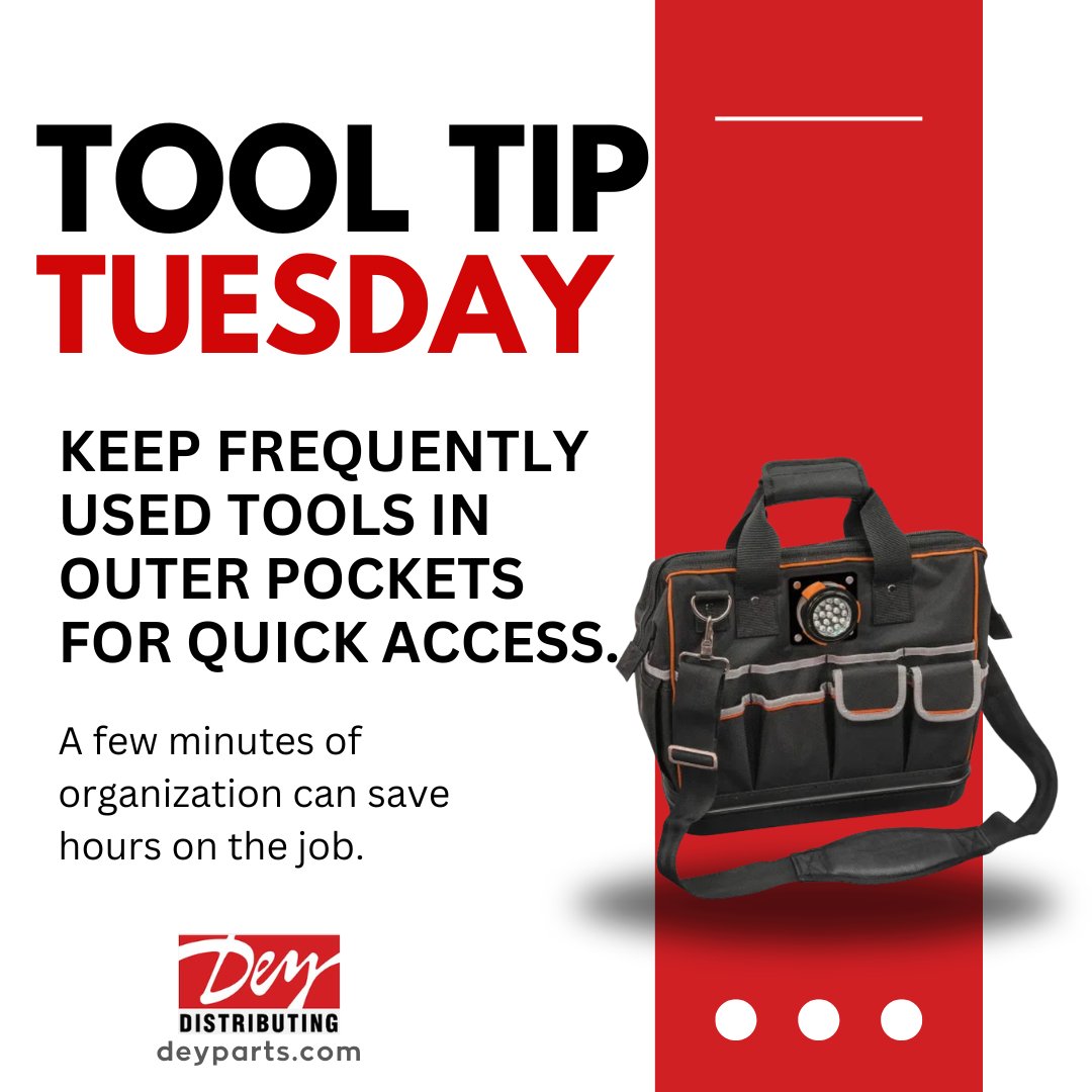 Stop digging through your tool bag.
Keep your go-to tools in outer pockets for faster jobs. ⏱️
#ToolTipTuesday #MoreThanParts