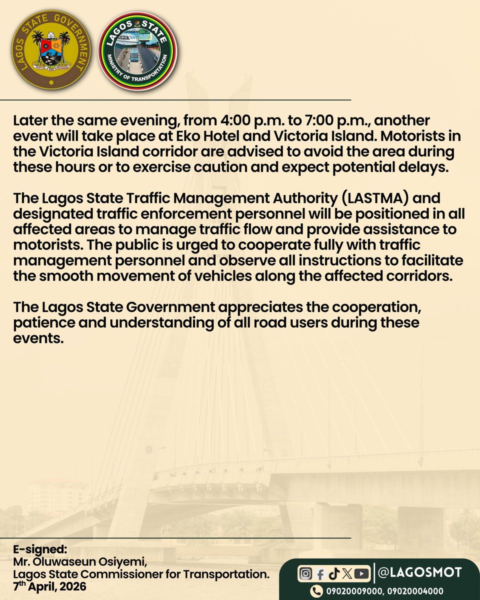 Lagos State Ministry of Transportation tweet media